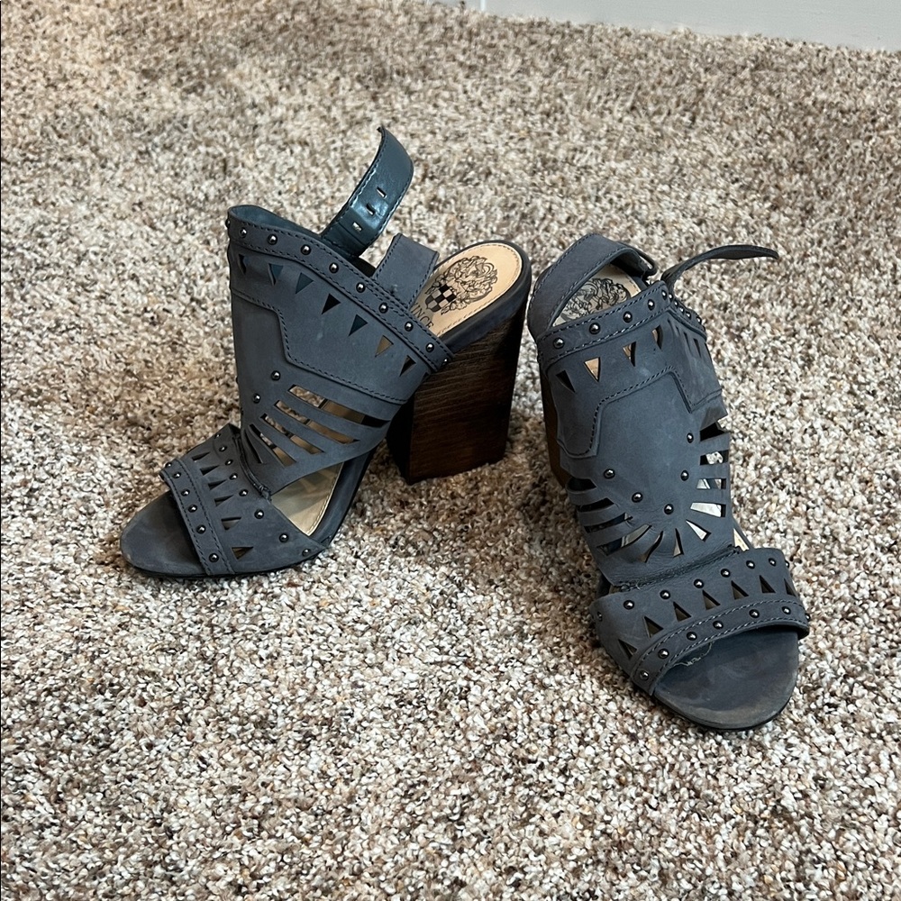Vince Camuto Stylish Women's Grey Block Heeled Sandals